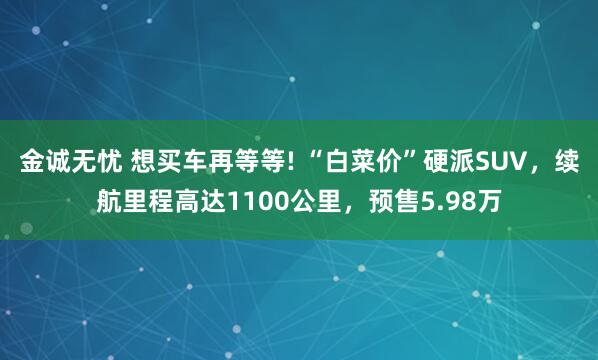 金诚无忧 想买车再等等! “白菜价”硬派SUV,续航里程高达1100公里,预售5.98万